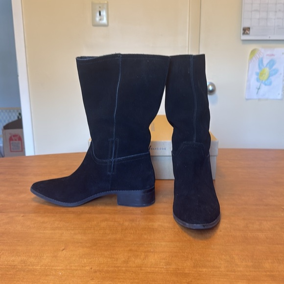 New - LUCKY BRAND Lefara Mid-calf Black Suede Boot - Picture 4 of 9